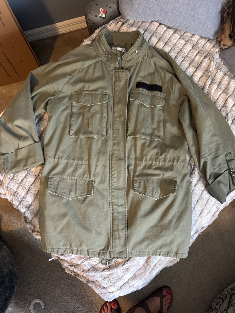 Olive Green Military Field Jacket - Unbranded